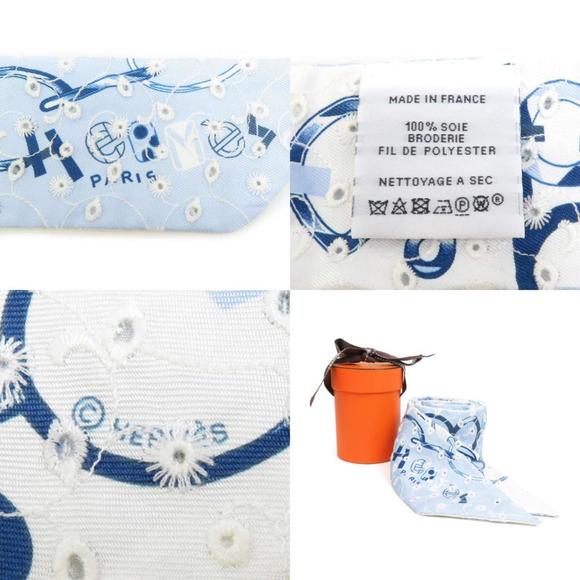 HERMES Scarf Muffler Twilly Silk Light Blue Women's r10018f - Picture 5 of 5
